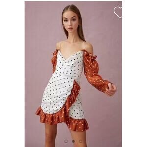 Keepsake The Label Butterflies Long Sleeve Polka Dot Dress Size 4